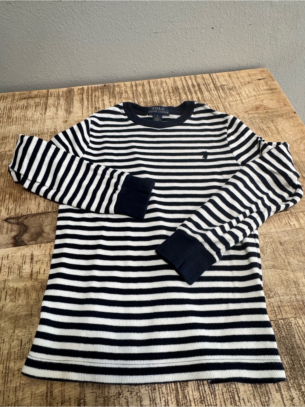 Polo by Ralph Lauren Navy & White Striped Tee with Navy Logo